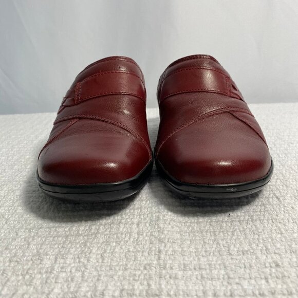 Clarks Red Leather Comfortable Clogs Size 7.5 - Picture 5 of 13